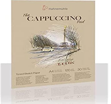 Hahnemühle The Cappuccino Pad, 120g/m², 30 Blatt/60 Seiten, Skizzenpapier, getöntes Zeichenpapier (A4)