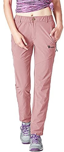 donhobo Damen Outdoorhose Winddicht Wasserdicht Wanderhose Sommer Schnell Trockend Camping Funktionshose Trekkinghose (Rosa, L)