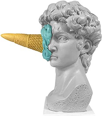 Frdun Aouln David-Skulpturen aus Kunstharz, kreative Eiscreme-David-Statue, modernes einfaches Handwerk, personalisierte Schreibtisch-Ornamente, Büro-Bücherregal-Dekoration für drinnen und draußen