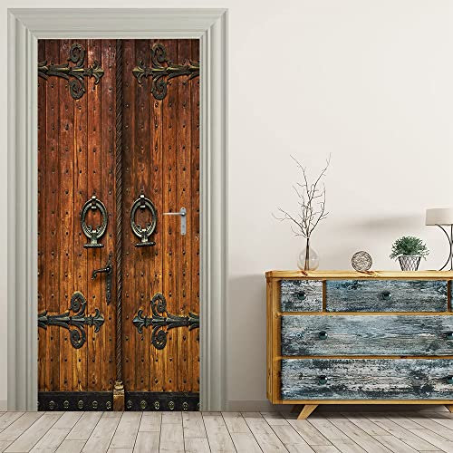 Türtapete Selbstklebend TürPoster - Holztür - 3D Türaufkleber Türfolie Foto tapeten 77x200cm