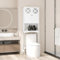 COSTWAY Meuble WC au-Dessus des Toilettes, Étagère de Rangement de Salle de Bain Hauteur Réglable, Design Anti-Basculement, Placard à 2 Portes avec Verre Trempé, Blanc