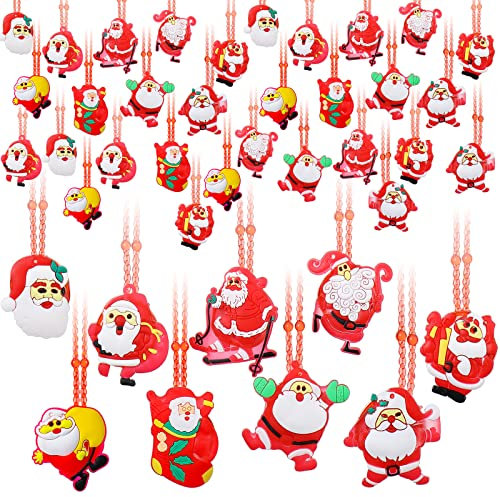 30 Stück beleuchtete Weihnachts-Halskette, Lichter, Urlaub, blinkende Lichterkette, weiche Kette, Halskette, blinkende Weihnachtsmann-Licht-Halskette, LED-Anhänger, Halsketten, leuchtet im Dunkeln,
