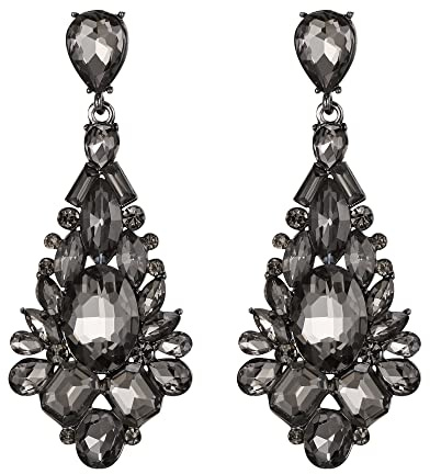 EVER FAITH Vintage Statement Strass Kronleuchter Ohrringe Brautkristall Art Deco Tropfen für Party