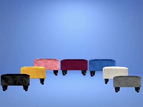 STOREX Ottoman Linen Pouffe Footstool Rectangle Seat Bench Footrest Chair Stool Padded Seat Living Room Bedroom with Wooden Legs (Yellow)