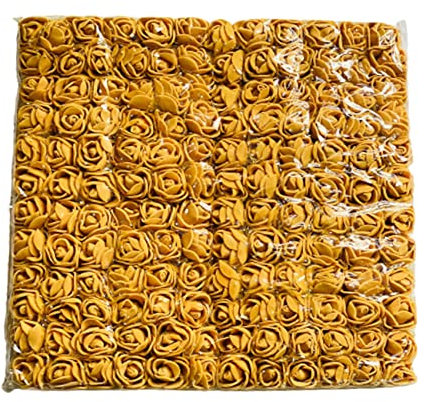 Lot de 144 roses artificielles en mousse dorée pour mariage, bouquets de mariage, anniversaire, fête de mariage, décoration