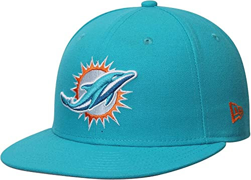 New Era NFL 59FIFTY Team Color Authentic Collection Fitted On Field Game Cap Hat, Miami Delfine, 64 EU