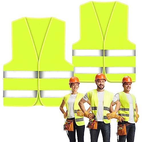 Darryy Auto Warnwesten, 2 Stück Männlich Weiblich Universal Sicherheitsweste, Warnweste für Autofahrern Fahrern, Arbeitskräften, Pannenhilfe, Verbesserung der Sichtbarkeit