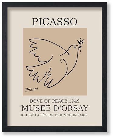 Poster Master Vintage Picasso Poster – Retro Minimalistischer Druck – 8x10 ungerahmt Wandkunst – Geschenk für Künstler, Freund – Friedenstaube, abstrakt – Wanddekoration für Wohnzimmer, Schlafzimmer