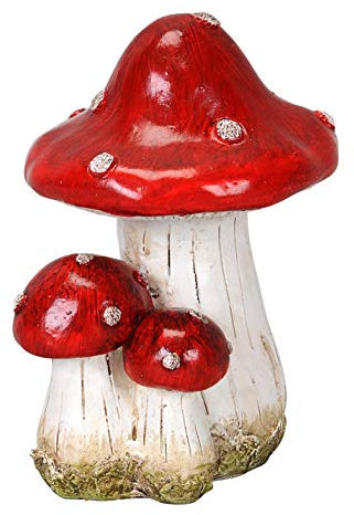 ETC dekorativer Deko-Pilz als 3-er Gruppe aus Keramik farbig in braunrot mit weißen Punkten Preis für 2 Stück