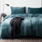 Michorinee Winter Plüsch Bettwäsche Set 200x220 Cashmere Touch Flauschig & Warme Coral Fleece Uni Bettbezug mit Reißverschluss - Petrol Blau | 200 x 220 cm + 2 x 80 x 80 cm