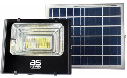 as – Schwabe SOLARLINE Solarstrahler 25 W 1500 Lumen - 120˚ Winkel - inkl. Solarpanel, Batterieklemmen, Timer & Fernbedienung - Solarlampe für Garten & Einfahrt - Außenleuchte wasserfest IP65, 46981