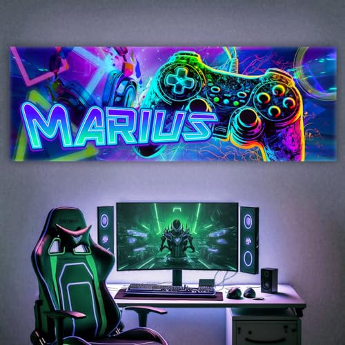 tjapalo® vz122 Poster personnalisé prenom poster gamer deco chambre ado poster gaming affiche personnalisée enfant deco murale ado chambre garcon affiche enfant deco Gamer (140x50cm)