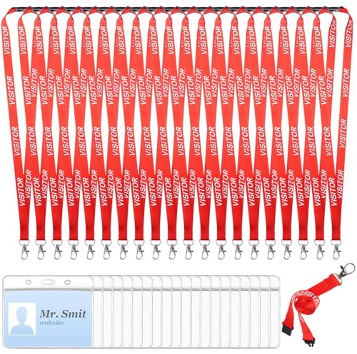 RUIYELE 20 Pieces Visitor Lanyards with 20 ID Card Holders Safely Separate Visitor Lanyards Volunteer Lanyards Visitor Lanyards