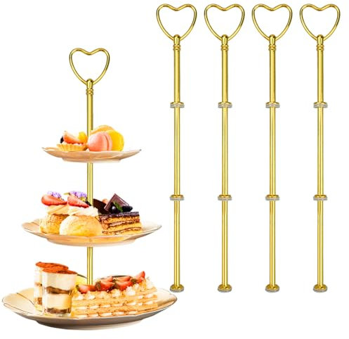 MytaYt 5 Pack Etageren Stangen Set Gold Etagere Stangen Set Metallstangen Mittellochausstech Etagere 3 Etagen Etagere Bausatz, für Hochzeitstorte Tortenständer (Gold)