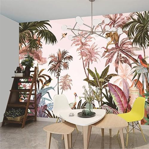 Tapete Pink Jungle Affe Fototapete Vliestapete Fototapete 3d Effekt Dekoration Tapeten Wohnzimmer Wallpaper Büro Flur Fototapete Schlafzimmer Kinderzimmer Tapete 300x240cm