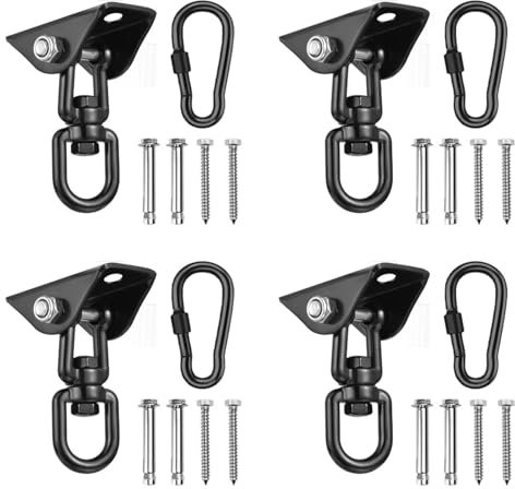 Ficher 4X Haken eine der Decken Hängender Sessel 360 ° Drehbarer Schaukel Bügel 450 Kg Schaukel Haken für Boxen Sack, Hängematte, Yoga Usw