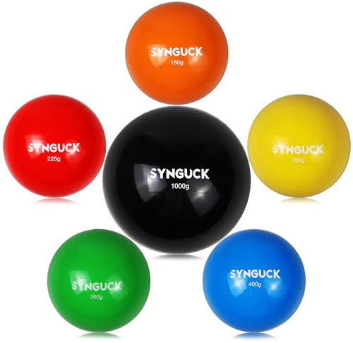SYNGUCK Plyometrische gewichtete Bälle für Baseball- und Softball-Trainingsset (3,5/5,3/7,9/10,6/14/992.2 g) Plyo-Basebälle mit variablem Gewicht für verbessertes Kraft- und Pitching-Training – für