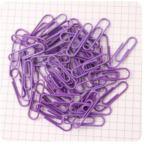 Hrlace 100 Stück Büroklammern 28mm farbige Metallbüroklammern Kunststoffbeschichtete Kleine Büroklammern Langlebige und Rostbeständige Büroklammern für Papiere Schul- und Büromaterial Lila