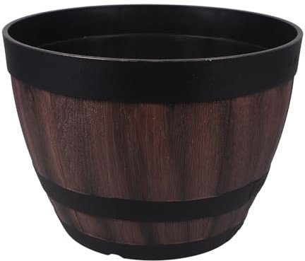 HANABASS Rustikale Blumentöpfe Im Whiskey-fass-Design Braune Pflanzkübel Mit Abflusslöchern Für Garten Und Patio-Dekorationen