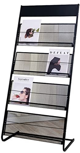 HAVVMK Zeitschriftenständer, bodenstehender Zeitschriftenständer, Zeitungsständer, Metall-Präsentationsständer, Literatur-, Broschüren- und Zeitschriftenständer, Katalog-Signierständer fü
