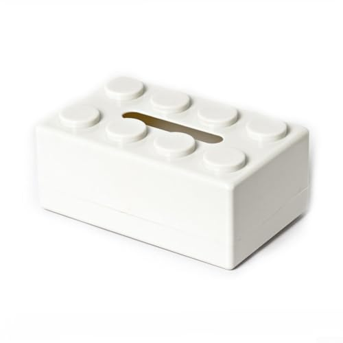 Multifunktionale Taschentuchbox, kreatives Baustein-Design, für Badezimmer und Büro (weiß)