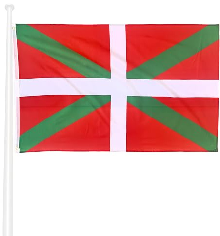 KliKil Bandera de Basque de gran tamaño 150x90cm con 2 ojales metálicos para montaje fácil, impresión duradera resistente a rayos UV y viento ligero - Bandera decorativa oficial de Basque