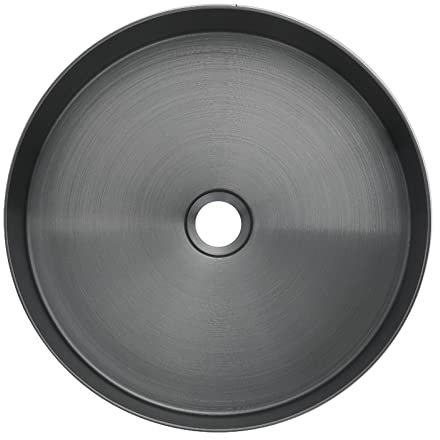 XFZJCHAP Lavandino da Bagno Lavabo da appoggio Lavabo da appoggio in Acciaio Inossidabile Lavabo Rotondo in Acciaio Inossidabile Spazzolato Nero con Scarico Pop-up Lavabo ABO