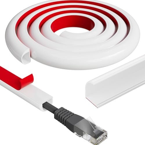 2m Kabelkanal Weiß Selbstklebend Mini,Flexibler Silikon Halbrund Kabelkanäle,Kabelabdeckung Cable Hider,Kabelschacht zum Verstecken für 1 Kabel zum Verstecken von Stromkabeln zu Hause oder im Büro