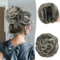 RUWISS Krallen Clip Messy Bun Haarteil Echthaar Wellig Lockig Chigno Haardutt Haarverlängerung Hochsteckfrisur Clip in Claw Haar Scrunchies für Damen（Schwarz Mix Grau und Platinblonde Spitzen）