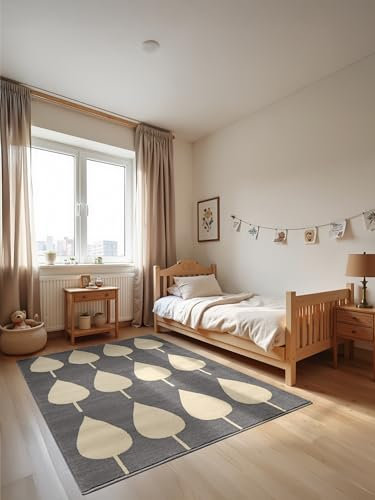 Hanse Home Adventures Kinderteppich - Design Spielteppich Leaves, Modernes Blatt Design, Spielmatte, Krabbelteppich Junge Mädchen für Kinderzimmer, Jugendzimmer, Wohnzimmer - Blau Creme, 160x235cm