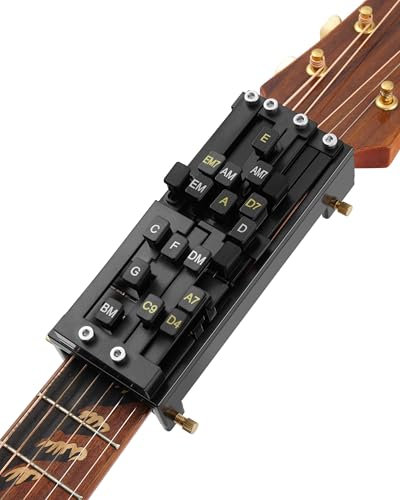 Tragbarer Gitarren-Akkordpresser, Gitarren-Akkord-Helfer und Trainer für Akustikgitarre, Gitarren-Lernwerkzeuge für Anfänger und Arthritis-Spieler, entwickeln Sie Vertrauen schnell, erhalten Sie ein