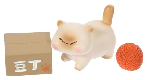 DECHOUS Mini Cat Figurine Cute Little Cat Doll Resin Craft for Desktop Garden Decoration Miniature Animal Adornment