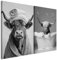 murando - Wandbilder Set Kuh im Spa 40x30cm 2 Teilig je 20x30cm Collage 2er Mehrteiligen Gemälden Vlies Leinwandbild Kunstdrucke Leinwand Bilder - Lustige Gästetoilette-Deko Humorvolles g-H-10133-b-a