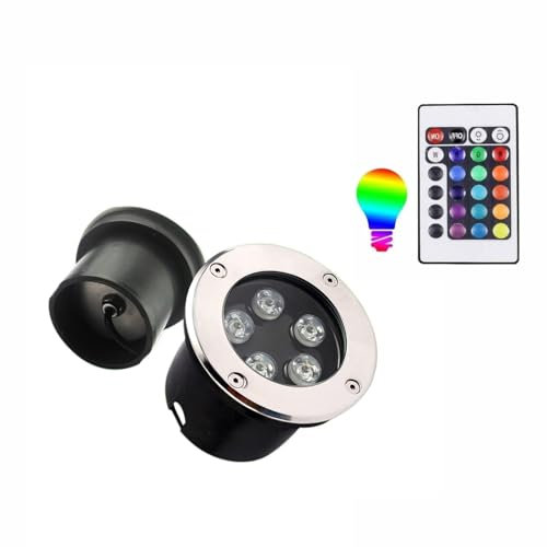 Spot LED submersible RVB - Spot encastrable extérieur, Spot LED de sol avec télécommande Lampe de jardin enterrée étanche IP68 Spot LED encastrable à changement de couleur (Couleur : RVB + télécomma