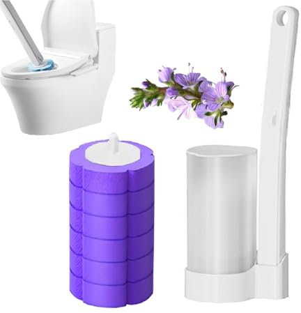 2025 Disposable Toilet Brush & Wand Kit - Hygienic Cleaning System for Toilet, Sink, Bathtub, Wash Basin, With Replaceable Brush Heads - Eco-Friendly & Easy to Use (Lavender flavor+White brush)
