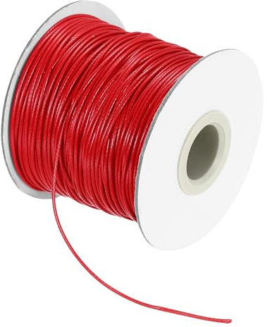 sourcing map Waxed Cord 1mm Waxed Thread 87 Yard Wax String Leather Cord for Bracelet Making, Necklaces, Beading, Jewelry Making and DIY Crafts(Red)