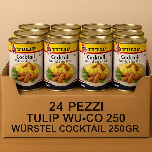 Tulip Wurstel Cocktail Senza Pelle 24x250g – Würstel in Scatola Cotti Pronti all’Uso per Antipasti, Insalate, Buffet e Piatti Freddi – Prodotto Danese Classico