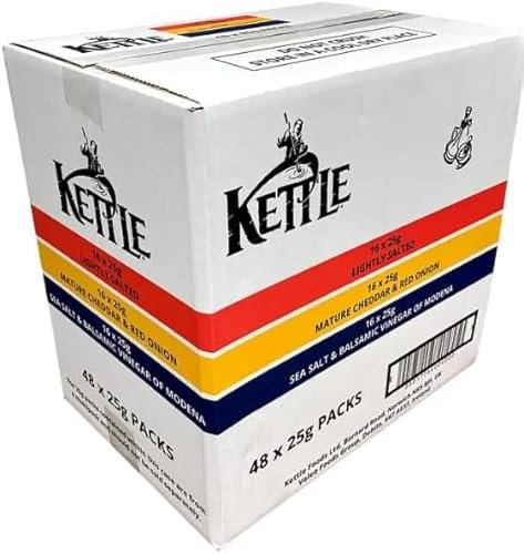 Kettle Crisps Hand Cooked Crunchy Potato Chips 40g (48 Packs x 25g, Assorted Variety Pack)