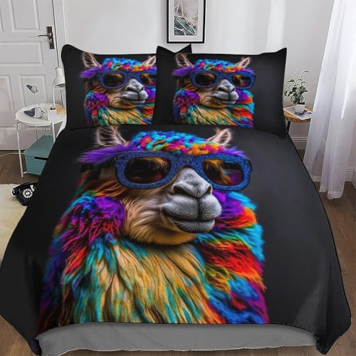 DCCCY Alpaka Bettwäsche Angenehme Bettbezüge, Mikrofaser Bettdeckenbezug, Erwachsene Kinder 3teilig Bettbezug + Kissenbezug King(220x240cm)