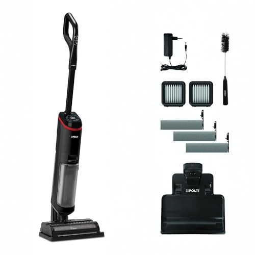 Polti Rollysteam WD40C sans Fil, Nettoyeur de Sols avec Fonction Vapeur, Aspirateur Sec et Humide, 450 W, Nettoyage Complet en Une Seule Étape, Autonettoyant, Noir