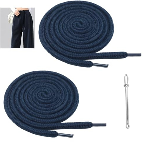 Zerquell 2 Piezas Paquete Cordones Ajustables, con Fáciles Enhebradores, 130 cm x 6 mm, Cordón de Algodón para Sudaderas, Pantalones Deportivos, Sudaderas, Chaquetas