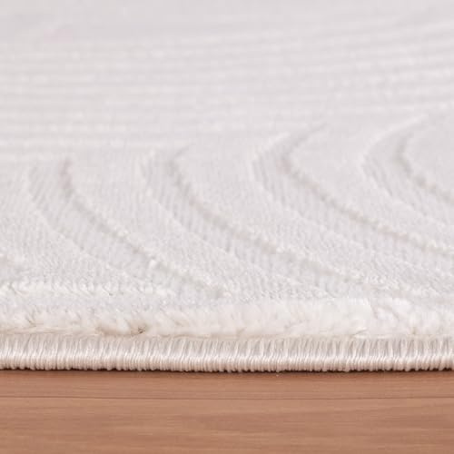 KADIMA DESIGN Designteppich 3D-Optik Plastisch Pflegeleicht Praktisch Waschbar Belastbar Strapazierfähig Creme 160x230 cm Wohnzimmer Flur Oeko-TEX Zertifiziert | ILLER