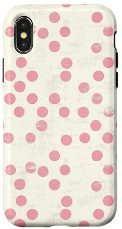 Hülle für iPhone X/XS Used-Look Retro Vintage Rosa und Creme gepunktetes Muster