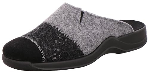 Rohde 2302-83 Vaasa-D Schuhe Damen Hausschuhe Pantoffeln Filz Weite G, Größe:40 EU, Farbe:Grau