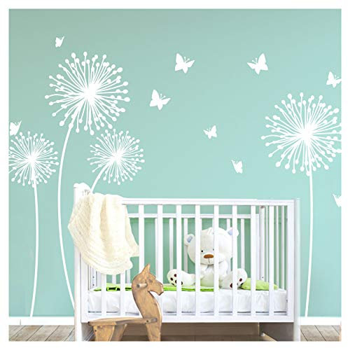 Grandora W5465 Wandtattoo 4 Pusteblumen I Gold XL-Set I Schmetterlinge Wohnzimmer Flur Kinderzimmer Aufkleber Wandaufkleber Wandsticker