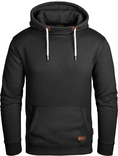 Grin&Bear Herren Kapuzenpullover Kapuzenjacke Hoodie mit hoch abschließendem Kragen GEC494 (L, Schwarz)