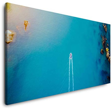 Schiff im Meer 120x 60cm Panorama Leinwand Bild XXL Format Wandbilder Wohnzimmer Wohnung Deko Kunstdrucke