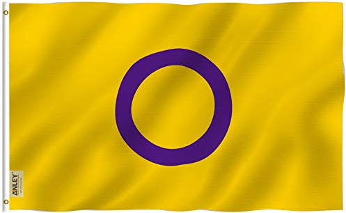 Anley Fly Breeze 3X5 Piedi Bandiera Intersex - Colore Vivido e Resistente Ai Raggi UV - Testata in Tela And Brass Grommet - Intersex Pride, Diritto di Essere Chi E Cosa Si Vuole 3 X 5 Piedi
