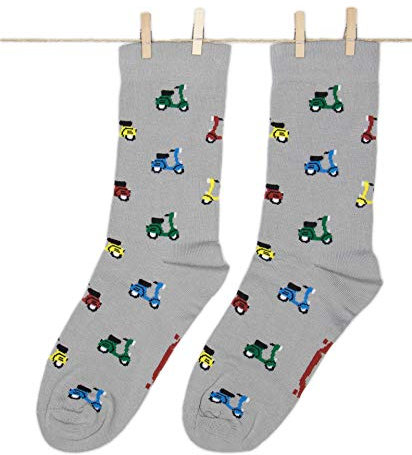 Roits Herren Lustige Vespa Grau Socken 41-46 - Bunte Witzige Socken, Odd Fun Socks Geschenke Accessoires