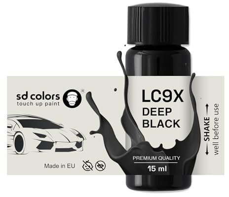 SD COLORS Ausbesserungslack LC9X C9X 2T, 15 ML, für Reparaturkratzer, Chippinsel, Farbcode LC9X C9X 2T, Tiefschwarz